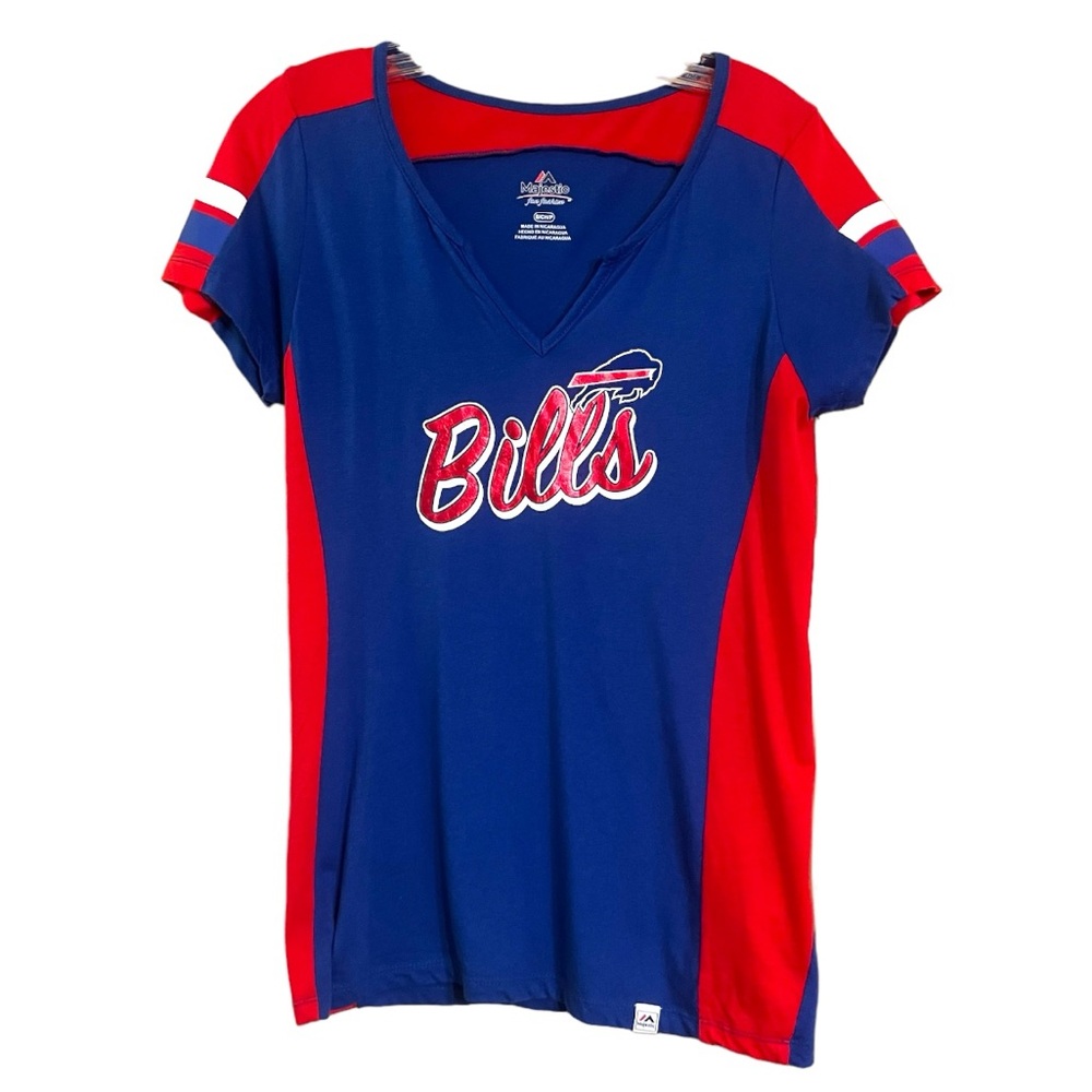 Majestic Buffalo Bills Blue Red NFL T Shirt Sz S EUC